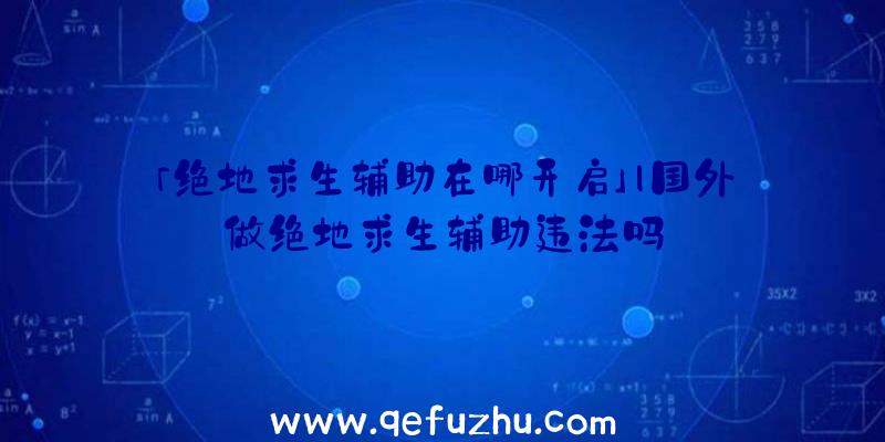 「绝地求生辅助在哪开启」|国外做绝地求生辅助违法吗